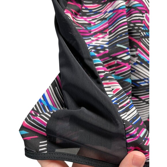 Fabletics Shorts Women's Size Large Purple Stripes Stretch Waist - Picture 3 of 5